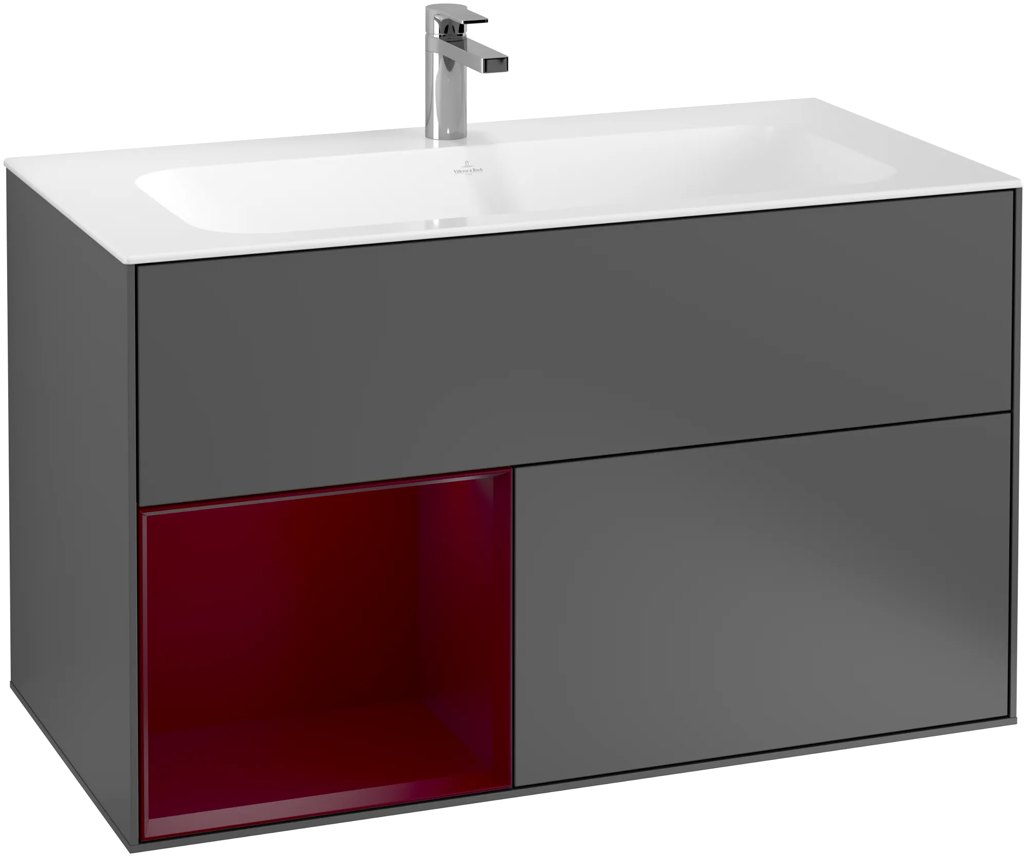 Villeroy & Boch Waschbeckenunterschrank Finion F03, Anthracite Matt Lacquer / Peony Matt Lacquer, 996x591x498 mm, mit Beleuchtung und Push-to-open Funktion Villeroy & Boch Waschbeckenunterschrank Finion F03, Anthracite Matt Lacquer / Peony Matt Lacquer, 996x591x498 mm, mit Beleuchtung und Push-to-open Funktion