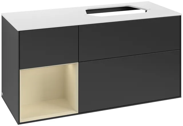 Villeroy & Boch Waschtischunterschrank „Finion“ für Schrankwaschtisch 1200 × 603 × 501 mm Black Matt Lacquer, für Becken rechts Villeroy & Boch Waschtischunterschrank „Finion“ für Schrankwaschtisch 1200 × 603 × 501 mm Black Matt Lacquer, für Becken rechts