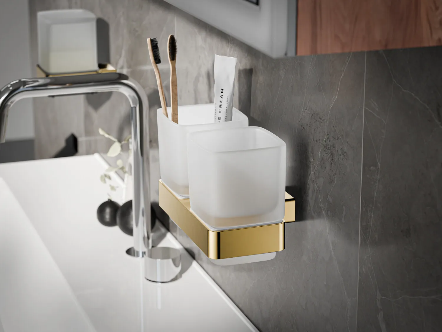 loft DoppelglashalterGlasteile satiniert, gold
