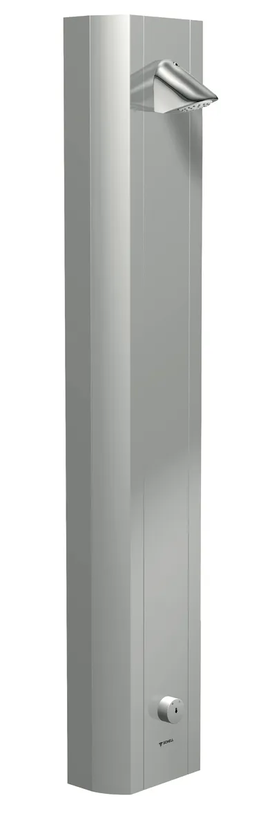 Duschpaneel LINUS DP-SC-M, Mischwasser, Selbstschluss, Duschkopf COMFORT Flex, 2x DN 15 G 1/2 AG, B 226 mm x H 1200 mm x T 115 mm, Aluminium gebürstet, eloxiert