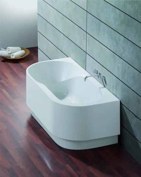 Hoesch Badewanne „Spectra“ vorwand halbkreis 170 × 80 cm, ohne Schürze in Weiß