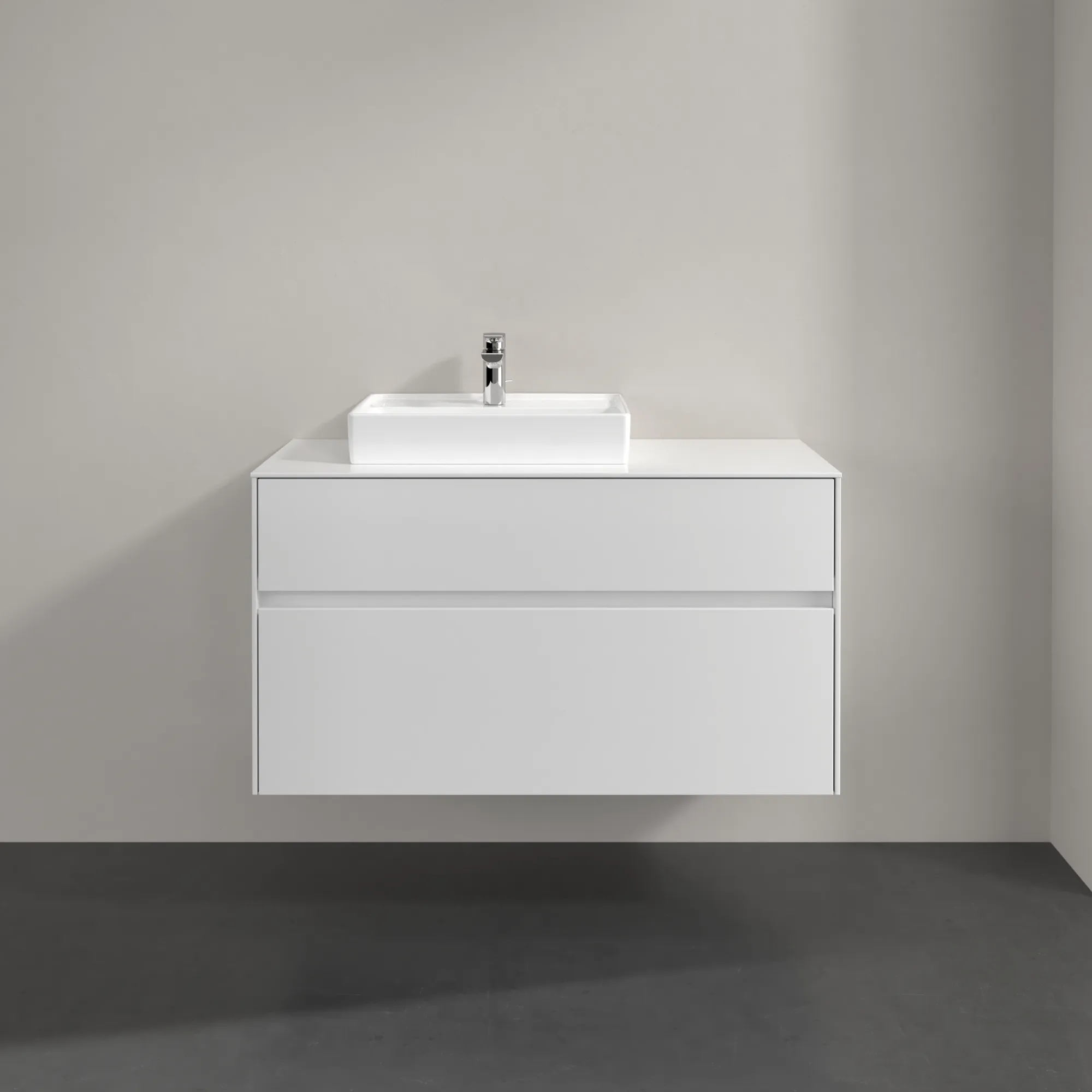 Villeroy & Boch Waschbeckenunterschrank Collaro C01400, Eckig Glossy White, 1000x548x500mm, 2 Auszüge mit SoftClosing, 1 Waschbecken links Villeroy & Boch Waschbeckenunterschrank Collaro C01400, Eckig Glossy White, 1000x548x500mm, 2 Auszüge mit SoftClosing, 1 Waschbecken links