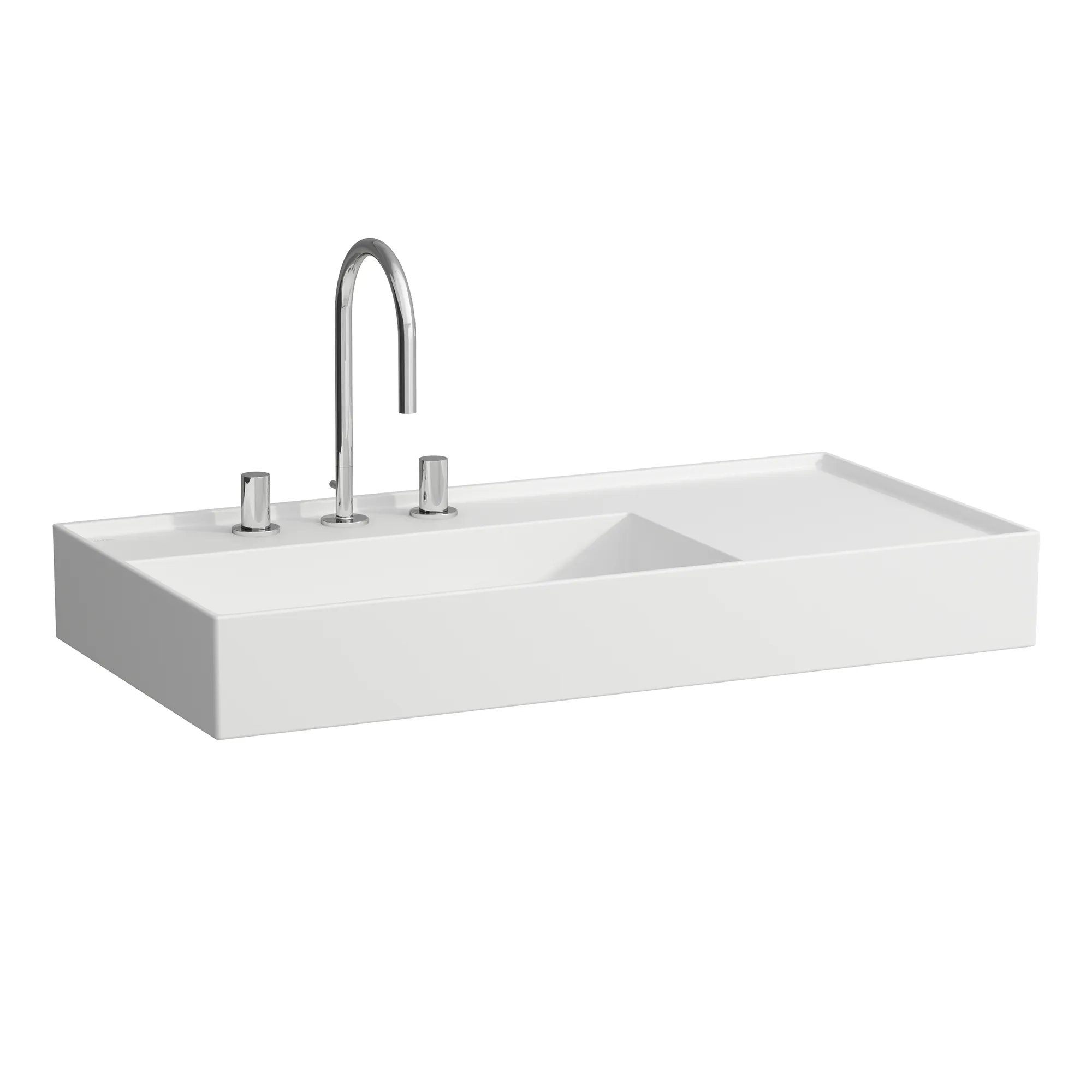 Waschtisch Kartell • 460x900x150 1 Hahnloch ohne Überlauf versteckter Ablauf Ablage rechts weiß