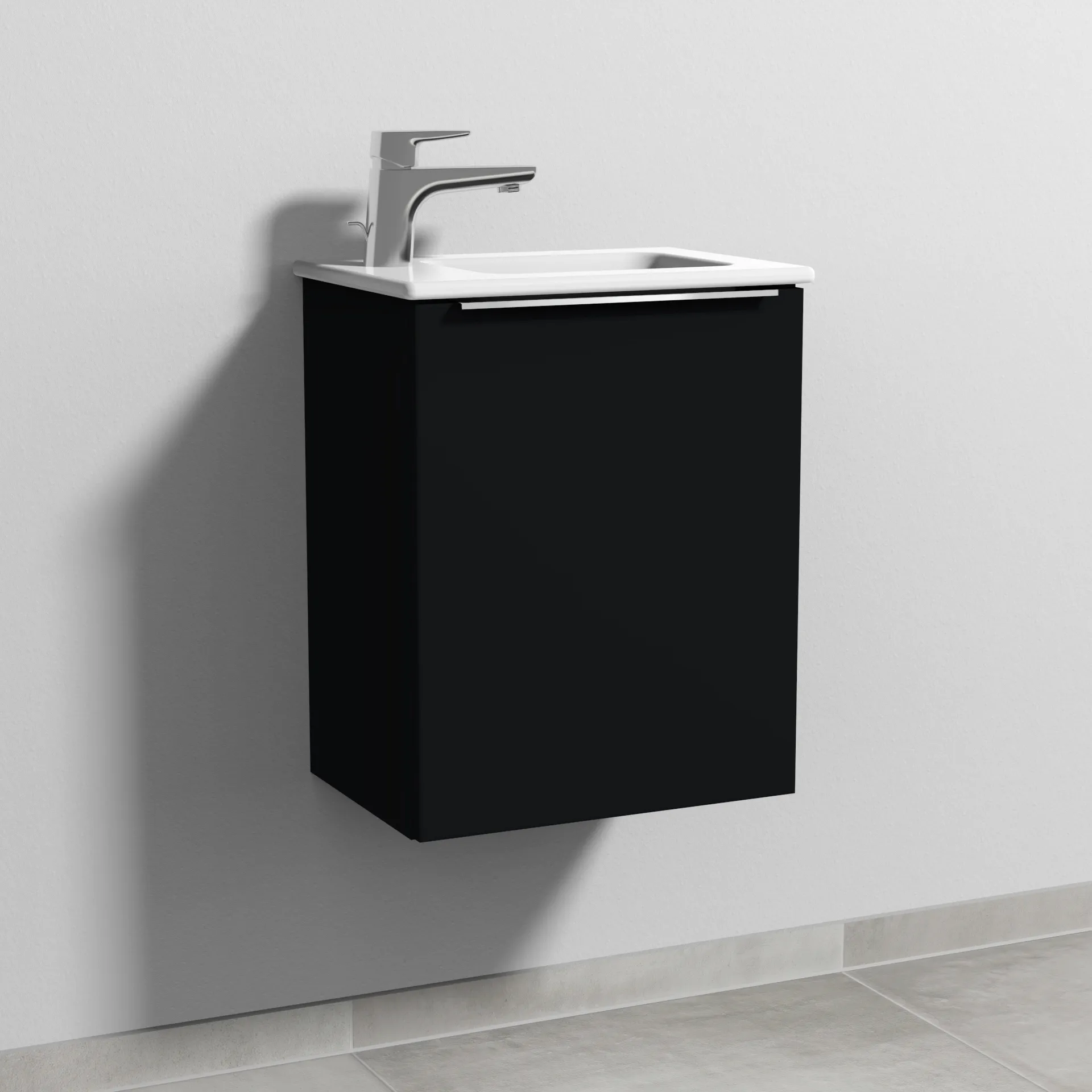 Sanipa Waschtischunterschrank „3way“ passend zu Keramik-Waschtische ME by Starck von Duravit 410 × 513 × 293 mm in Schwarz (matt), Anschlag rechts