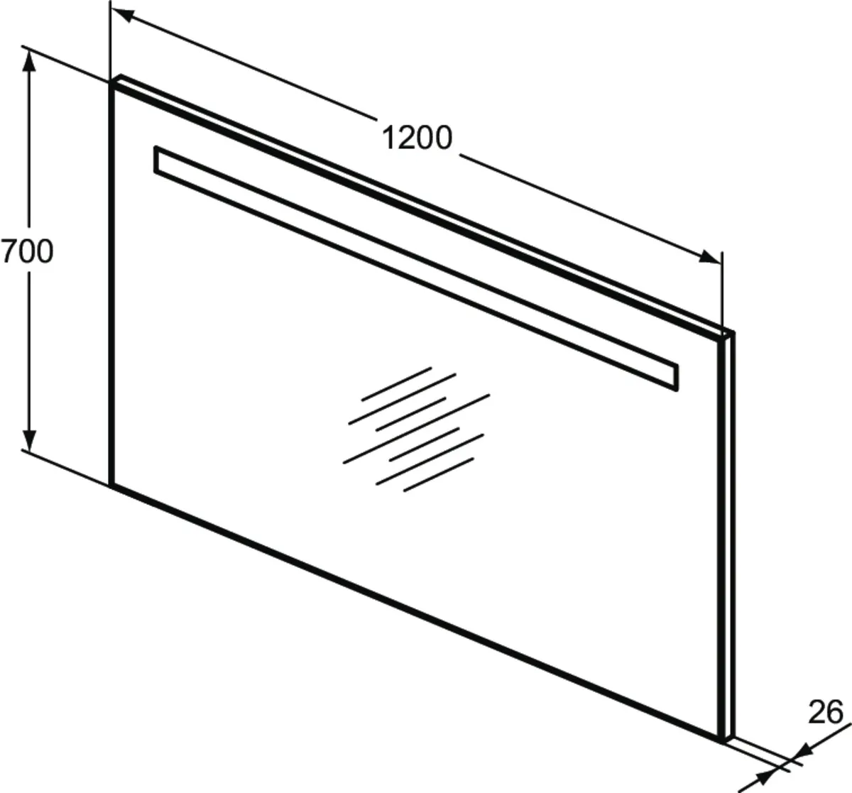 Ideal Standard MIRROR&LIGHT Wandspiegel mit Licht, 1200x26x700mm, Neutral Ideal Standard MIRROR&LIGHT Wandspiegel mit Licht, 1200x26x700mm, Neutral