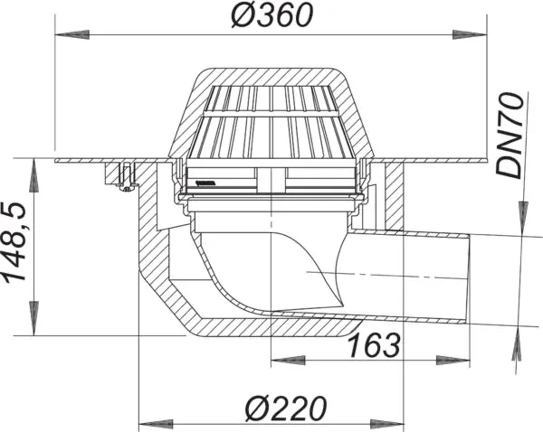 Dachablauf 64 PVC, DN 70