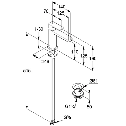 Kludi-RENON Waschtisch-EHM 110 ECO PLUS Ablaufgarnitur Brushed Gold PVD Kludi-RENON Waschtisch-EHM 110 ECO PLUS Ablaufgarnitur Brushed Gold PVD