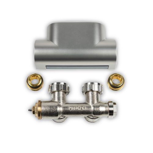 Kermi Ventilhahnblock-Set Eckform in Edelstahl look Kermi Ventilhahnblock-Set Eckform in Edelstahl look