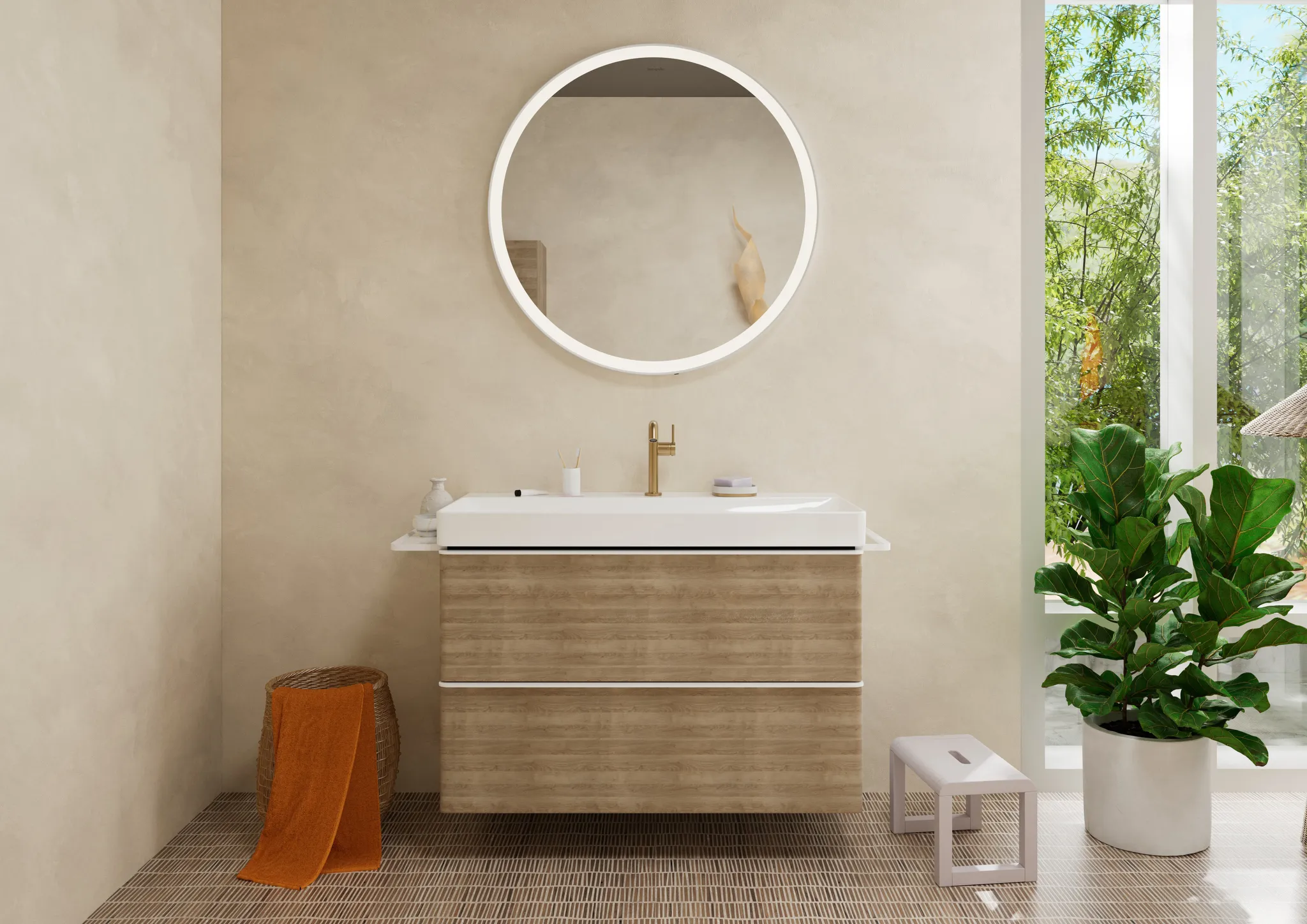 Hansgrohe Xarita Lite S Spiegel mit runder LED-Beleuchtung, 900x900x30 Hansgrohe Xarita Lite S Spiegel mit runder LED-Beleuchtung, 900x900x30