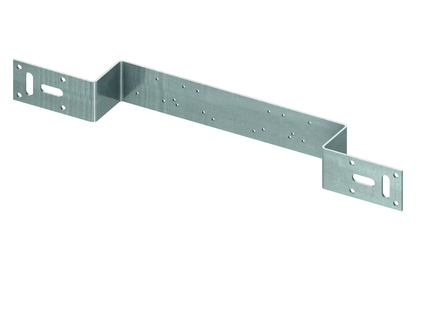 Halter aus verzinktem Stahl, 2-fach gewinkelt, Stichmaße 150 und 80 mm Halter aus verzinktem Stahl, 2-fach gewinkelt, Stichmaße 150 und 80 mm