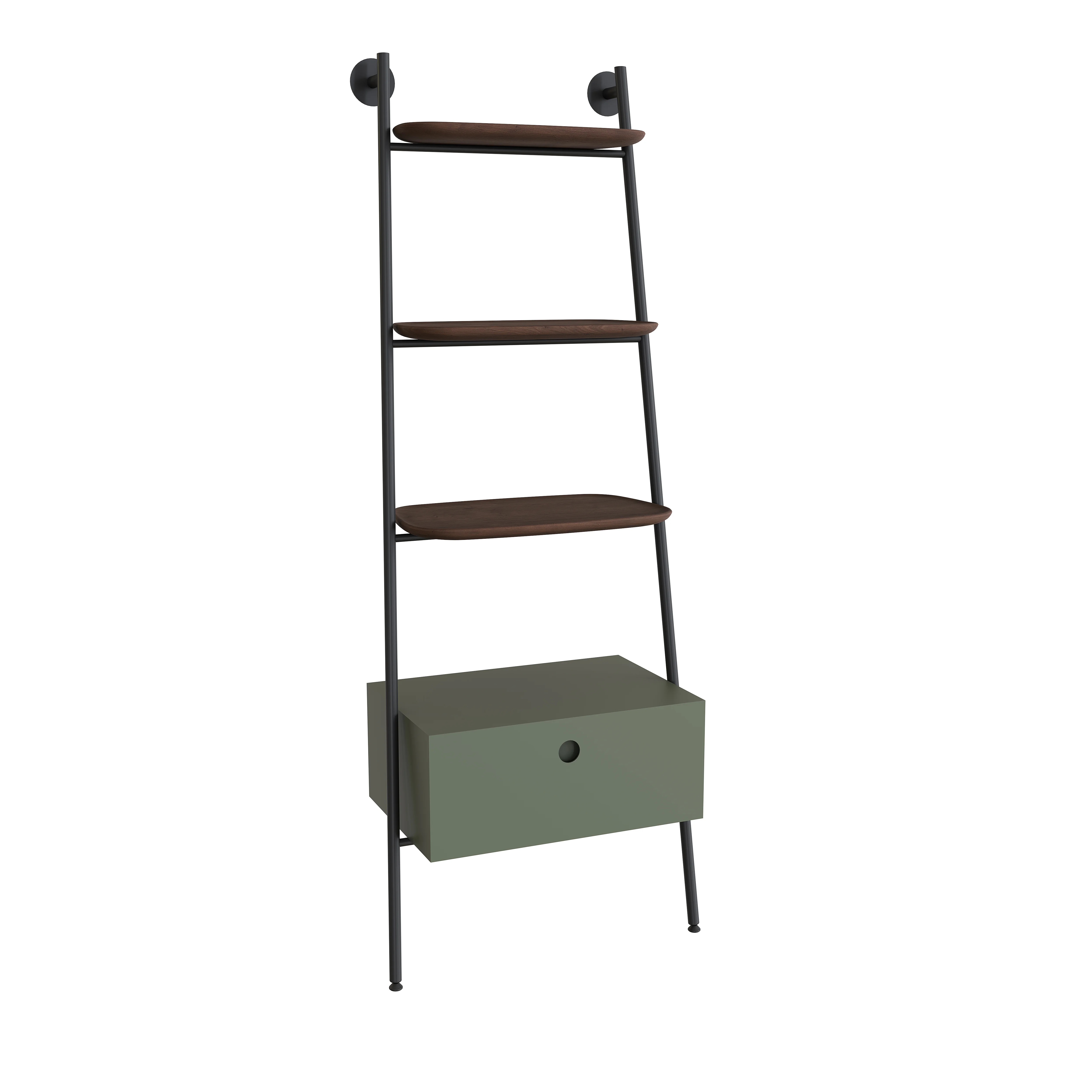 Plural Regalleiter mit 3 Echtholz-Ablagen und Schubladen-Modul 59 x 35 x 159 cm (BxTxH) Eiche Dunkel/Retrogrün Matt Plural Regalleiter mit 3 Echtholz-Ablagen und Schubladen-Modul 59 x 35 x 159 cm (BxTxH) Eiche Dunkel/Retrogrün Matt