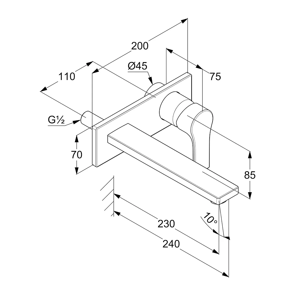 Kludi ZENTA SL WT-2LOCH-WAND-EHM chrom Kludi ZENTA SL WT-2LOCH-WAND-EHM chrom