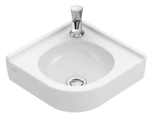 Villeroy & Boch Eck-Handwaschbecken „O.novo“ 400 × 320 × 145 mm, für Becken mittig, mit Hahnlochbohrung, Hahnlochposition mittig in Weiß Alpin Villeroy & Boch Eck-Handwaschbecken „O.novo“ 400 × 320 × 145 mm, für Becken mittig, mit Hahnlochbohrung, Hahnlochposition mittig in Weiß Alpin