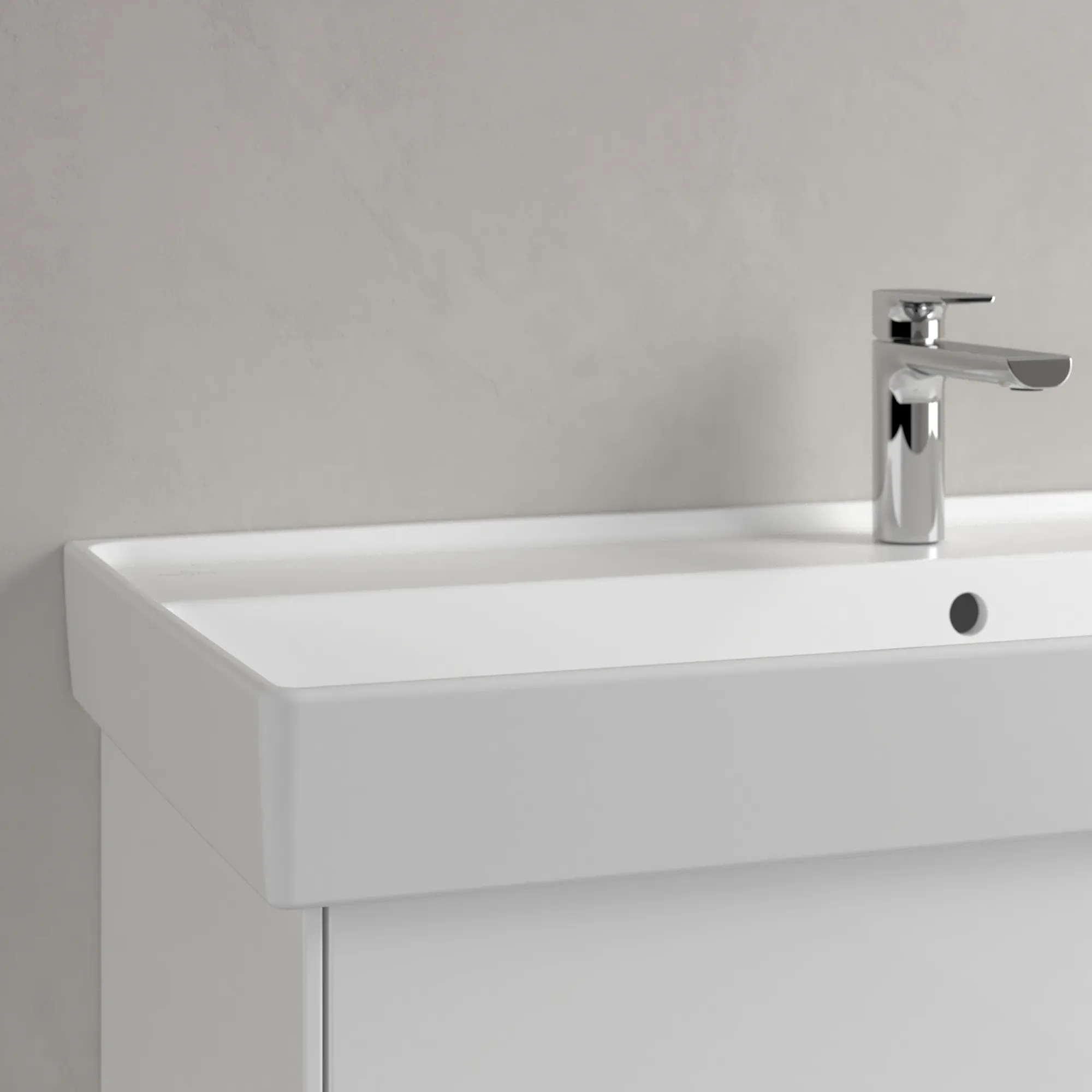 Villeroy & Boch Schrankwaschtisch aus TitanCeram „Collaro“ 1000 × 470 × 160 mm, mit Hahnlochbohrung, Hahnlochposition mittig in Stone White Villeroy & Boch Schrankwaschtisch aus TitanCeram „Collaro“ 1000 × 470 × 160 mm, mit Hahnlochbohrung, Hahnlochposition mittig in Stone White