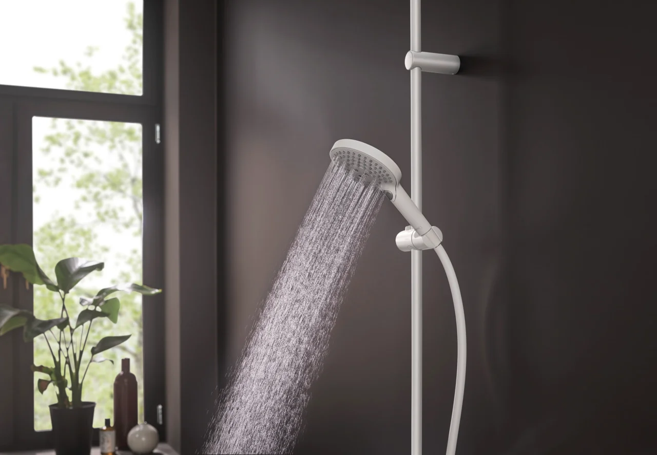 Hansgrohe Raindance Select S Showerpipe 240, PowderRain, 16 l/min, Thermostat Ecostat Comfort, Aufputzinstallation, DN15, G 1/2