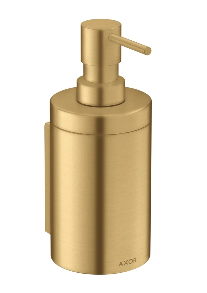 Hansgrohe AXOR Universal Circular Lotionspender Brushed Gold Optic, 300 ml, Dosiermenge 2 ml, Wandmontage mit Befestigungsmaterial