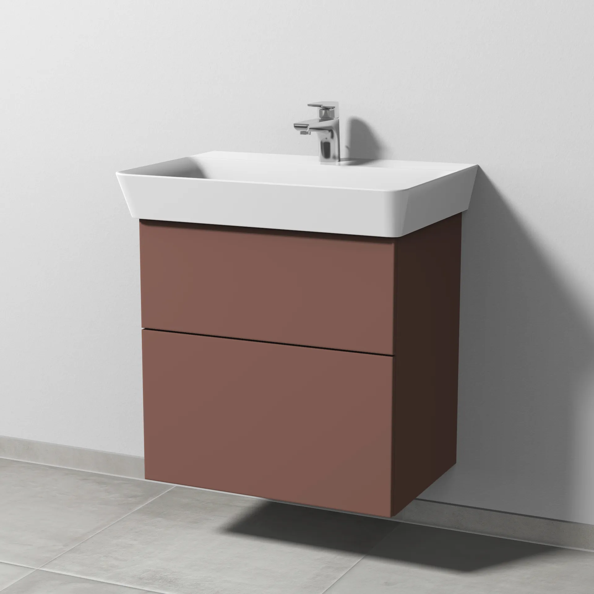 Sanipa Waschtischunterschrank „3way“ passend zu Keramik-Waschtische Connect Air Cube von Ideal Standard 580 × 582 × 402 mm in Wine-Red