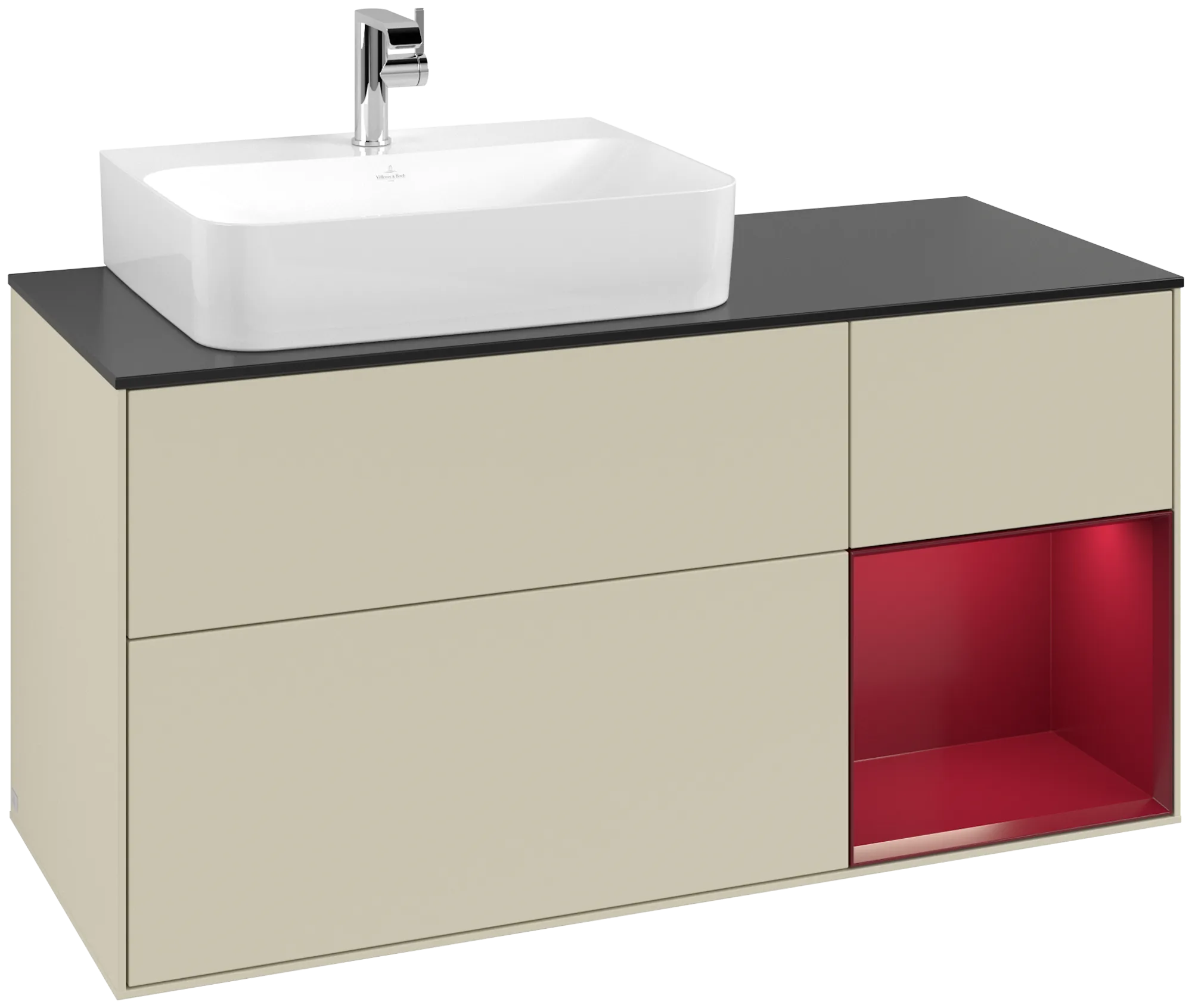 Villeroy & Boch Finion Waschbeckenunterschrank G15, 1200x603x501mm, mit Beleuchtung, 3 Auszüge, links