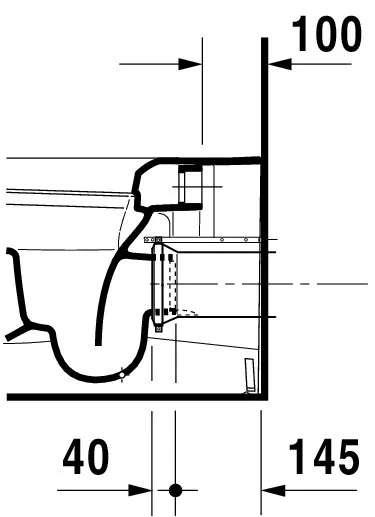 Stand-Tiefspül-WC back to wall „ME by Starck“ 37 × 40 × 60 cm in, Abgang waagerecht