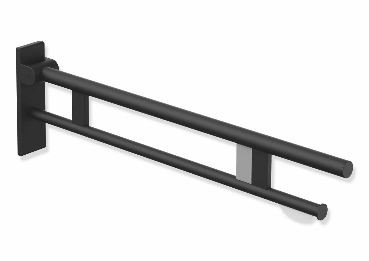 HEWI Stützklappgriff Duo, System 900, Edelstahl, Ausladung 900 mm, schwarz