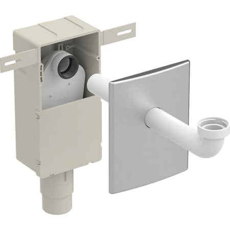 Set UP-Geruchsverschluss für Waschbecken, Abgang horizontal: d=50-56mm, G=1 1/4″, d1=32mm, Edelstahl gebürstet