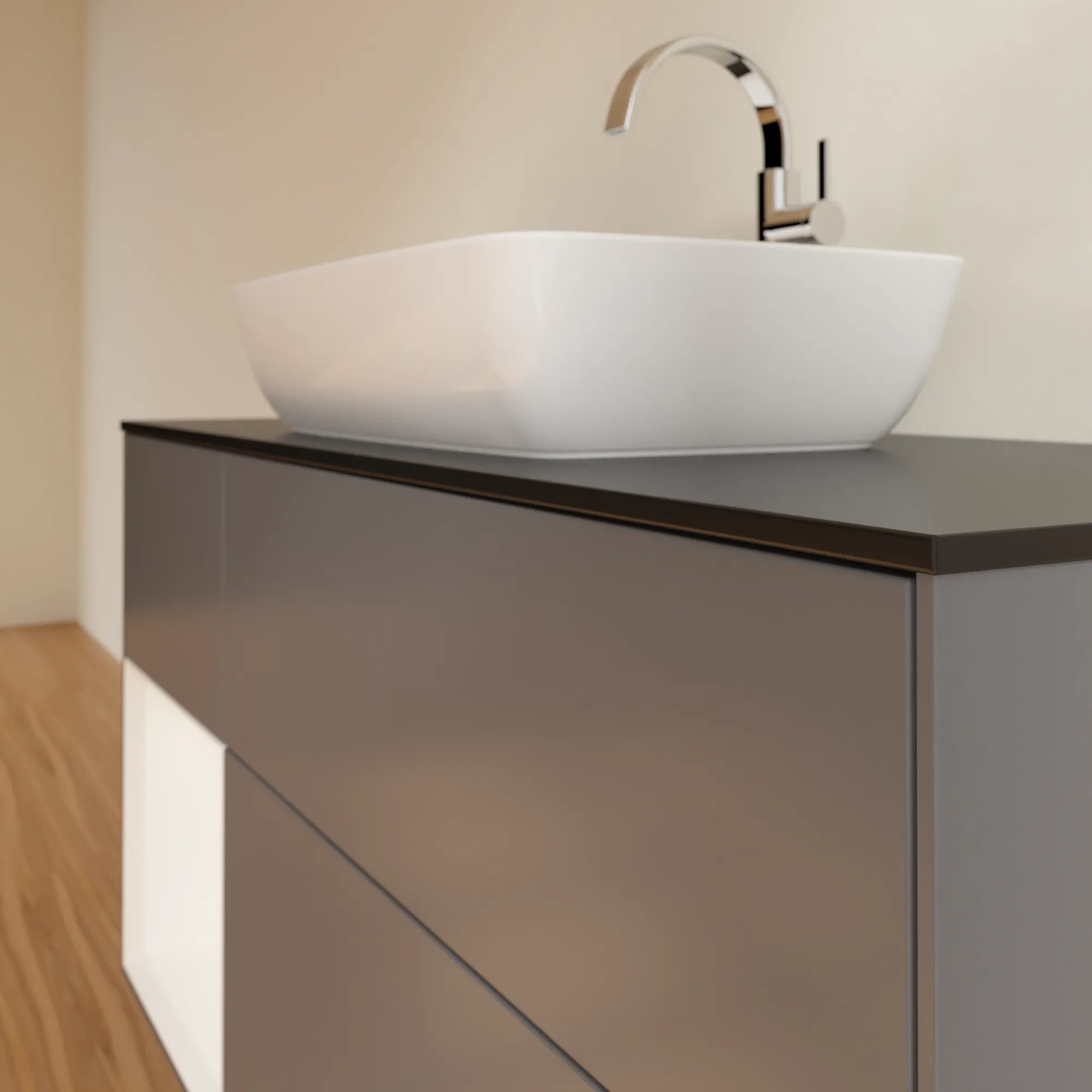 Villeroy & Boch Waschtischunterschrank „Finion“ für Schrankwaschtisch 1200 × 603 × 501 mm Anthracite Matt Lacquer, für Becken mittig