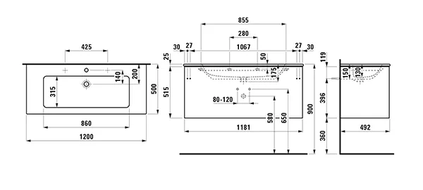 Laufen Badmöbelset inkl. Waschtisch „PRO S“ 1200 × 500 × 540 mm Laufen Badmöbelset inkl. Waschtisch „PRO S“ 1200 × 500 × 540 mm
