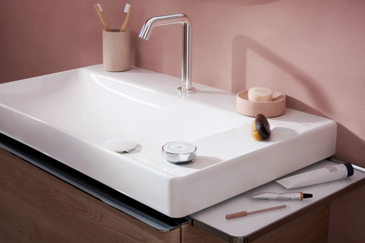 Hansgrohe Xelu Q Waschtisch, Keramik, weiß, 800 x 480 mm, 100 mm Beckenhöhe, wandhängend, mit Ablage rechts und SmartClean-Glasur