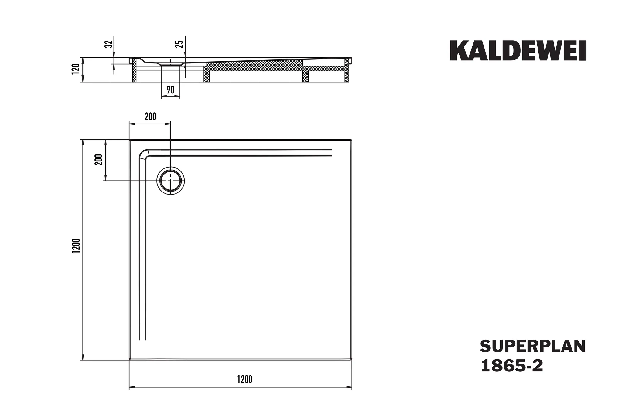 Kaldewei Duschwanne „Superplan“ 120 × 120 cm mit Perl-Effekt, in cool grey 40
