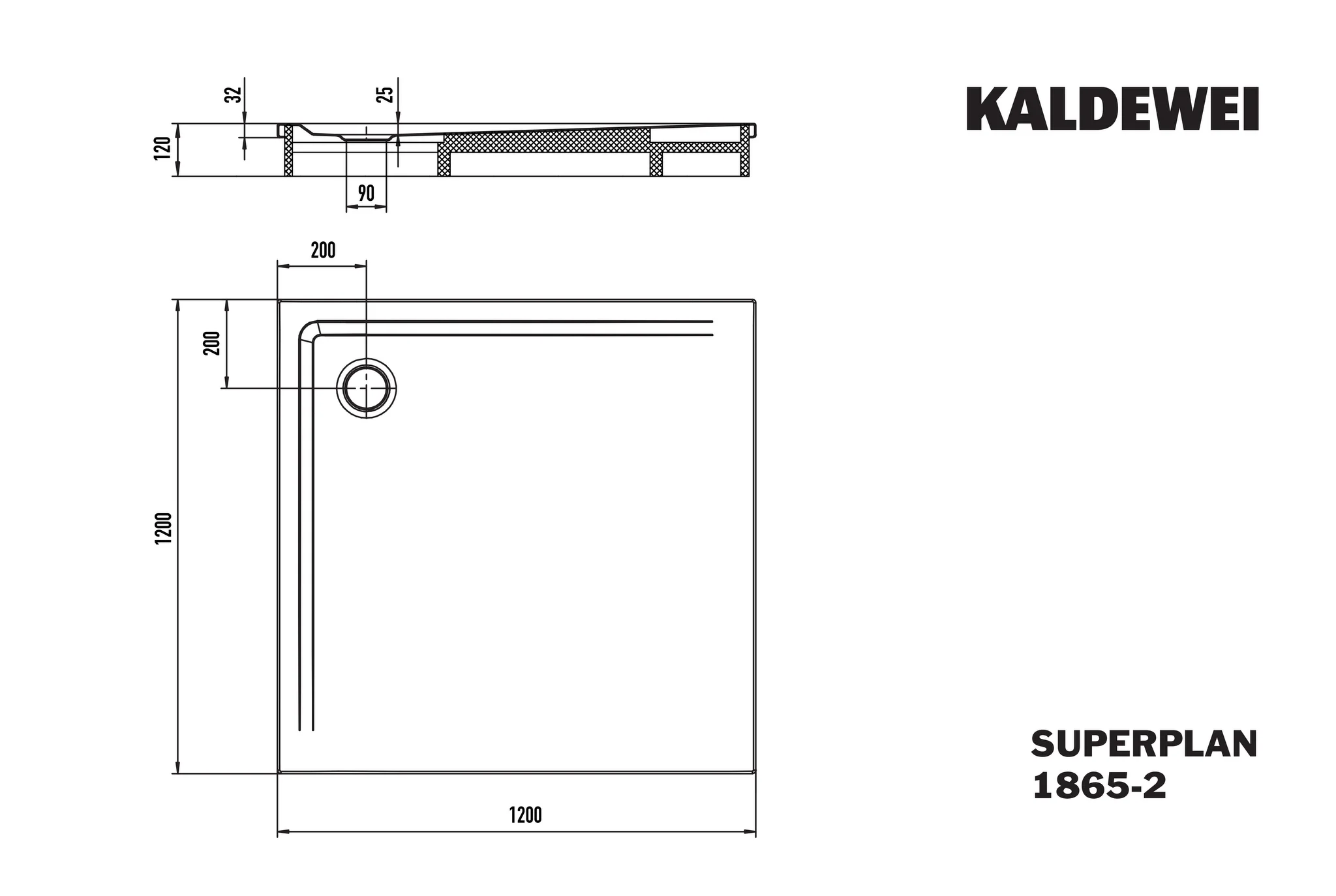 Kaldewei Duschwanne „Superplan“ 120 × 120 cm ohne Oberflächenbeschichtung, ohne Oberflächenveredelung, in warm grey 70