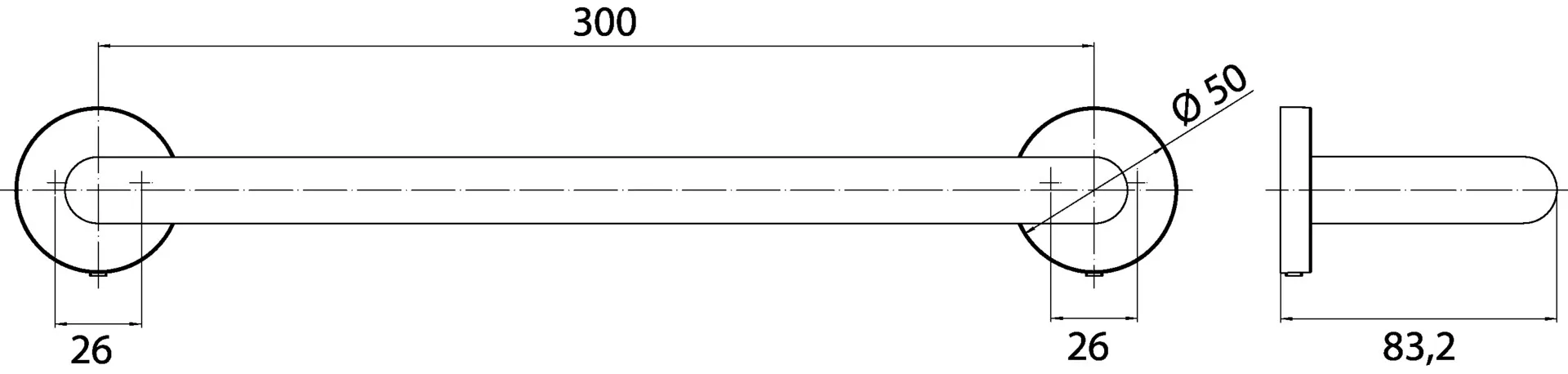 emco round Wannengriff 300 mm, chrom emco round Wannengriff 300 mm, chrom