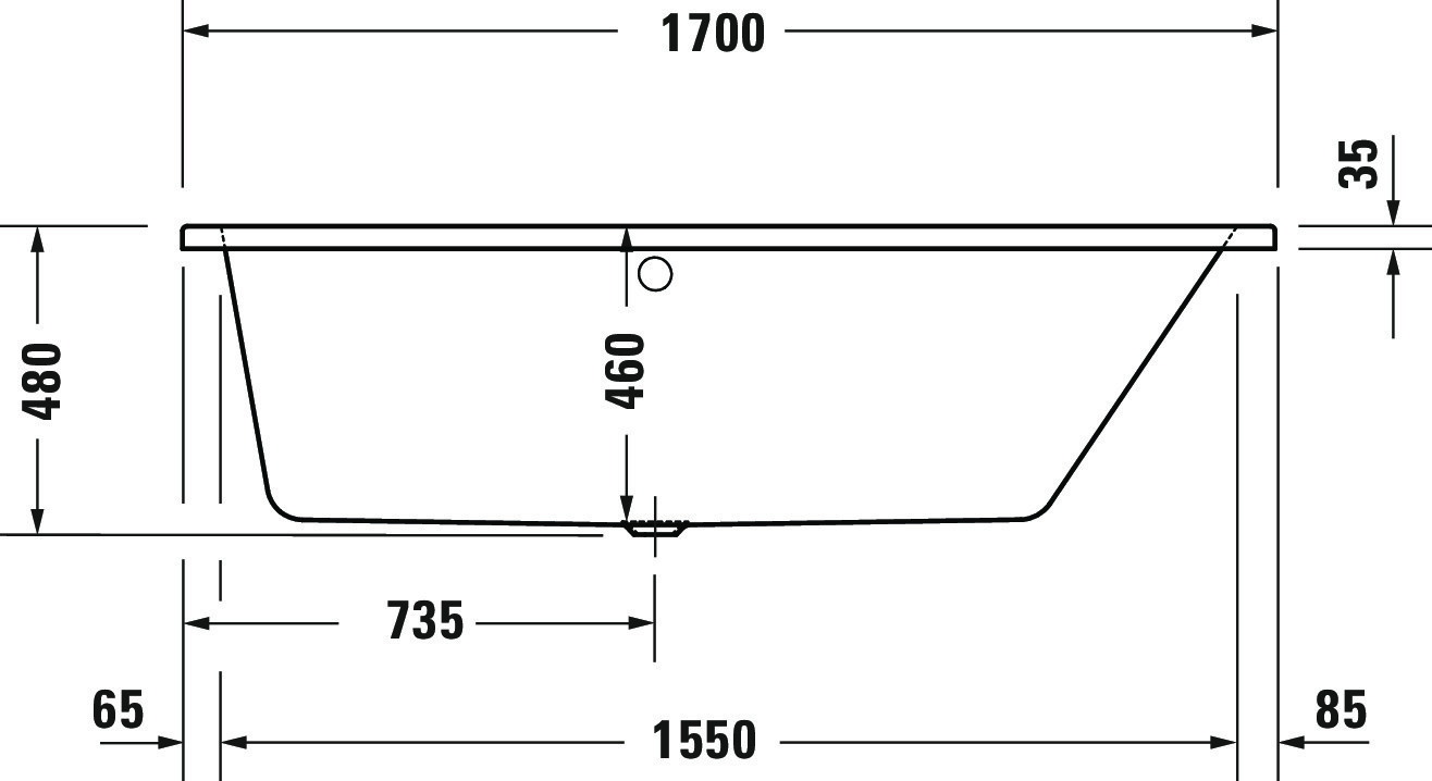 Duravit Badewanne „No.1“ trapez 170 × 100 cm, rechts 