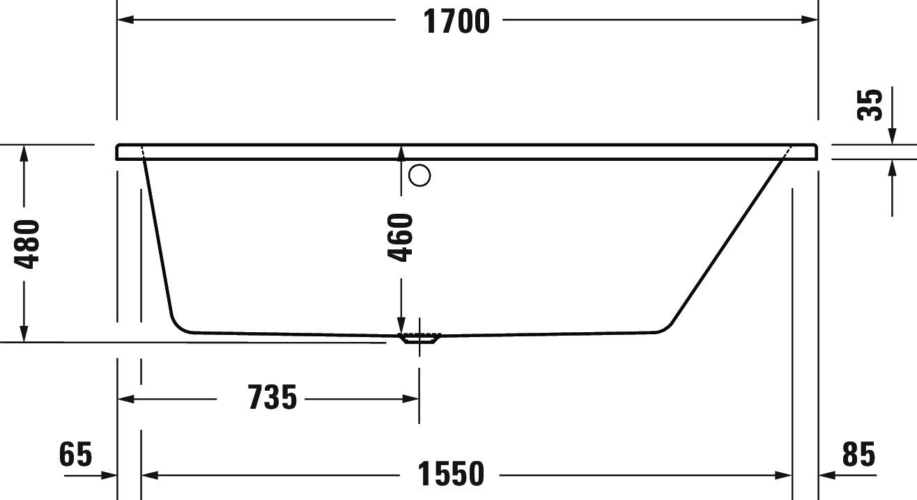 Duravit Badewanne „No.1“ trapez 1700 × 1000 mm, rechts in Weiß Duravit Badewanne „No.1“ trapez 1700 × 1000 mm, rechts in Weiß