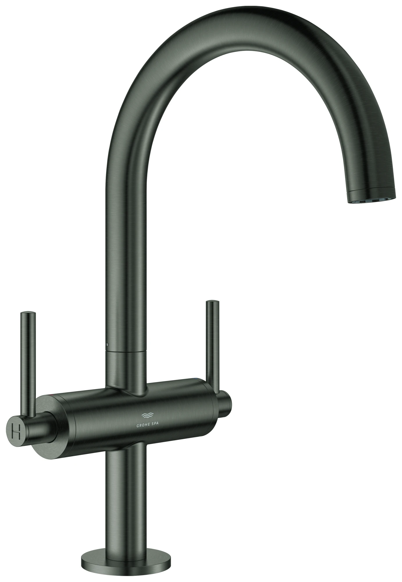 Waschtisch-Einlochbatterie Atrio 21145, L-Size, mit Hebelgriffen, Push-open Ablaufgarnitur 1 1/4'', chrom