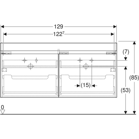 Renova Plan Unterschrank für Doppelmöbelwaschtisch, mit zwei Schubladen und zwei Innenschubladen: 129x60.5x47.3cm, Nussbaum hickory hell Renova Plan Unterschrank für Doppelmöbelwaschtisch, mit zwei Schubladen und zwei Innenschubladen: 129x60.5x47.3cm, Nussbaum hickory hell