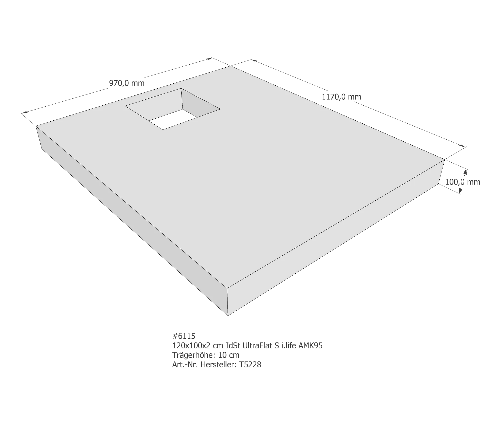Duschwannenträger passend für Ideal Standard Ultra Flat S i.life 120 × 100 × 2 cm