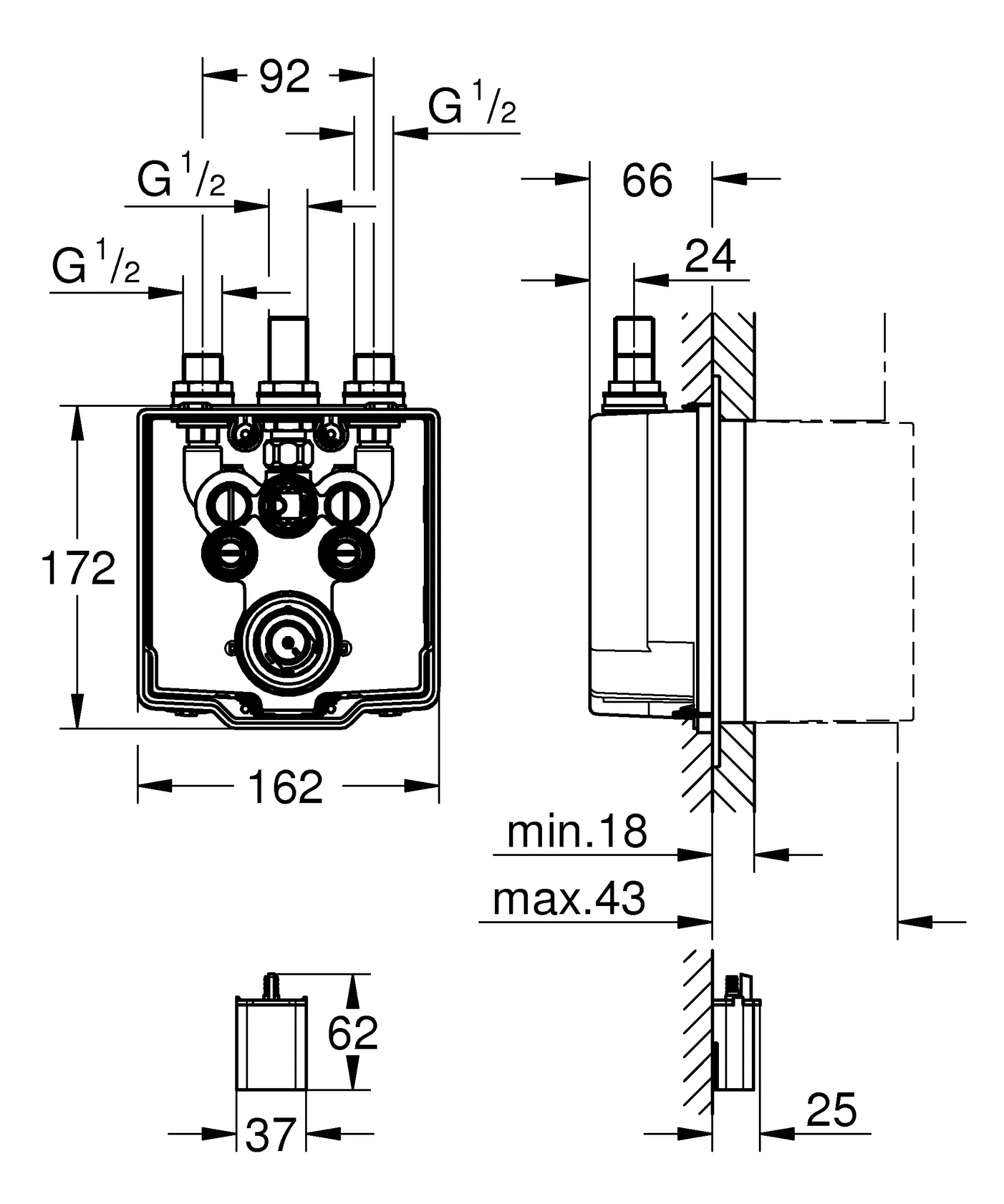 Unterputzkörper Eurosmart CE 36458, für Brause, passend zu Infrarot-Fertigmontageset 36 456 00, thermostatische Mischung, 6 V, mit Dichtmanschette, für normgerechte Wanddurchführung bei Wassereinwirkung nach DIN 18534:2017 Unterputzkörper Eurosmart CE 36458, für Brause, passend zu Infrarot-Fertigmontageset 36 456 00, thermostatische Mischung, 6 V, mit Dichtmanschette, für normgerechte Wanddurchführung bei Wassereinwirkung nach DIN 18534:2017