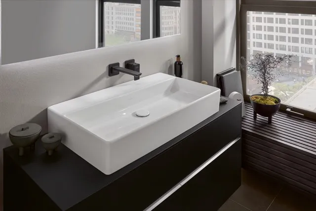 Villeroy & Boch Wandwaschtisch aus TitanCeram geschliffen „Memento 2.0“ 800 × 470 × 140 mm, ohne Hahnlochbohrung in Weiß Alpin