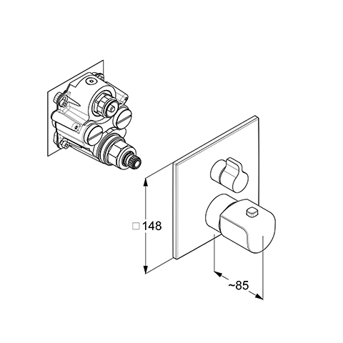 AMEO UP-THM Feinbau-Set, mit Absperr- und Umstellventil, m. Funktionseinheit für SLIM.BOXX 88022, chrom