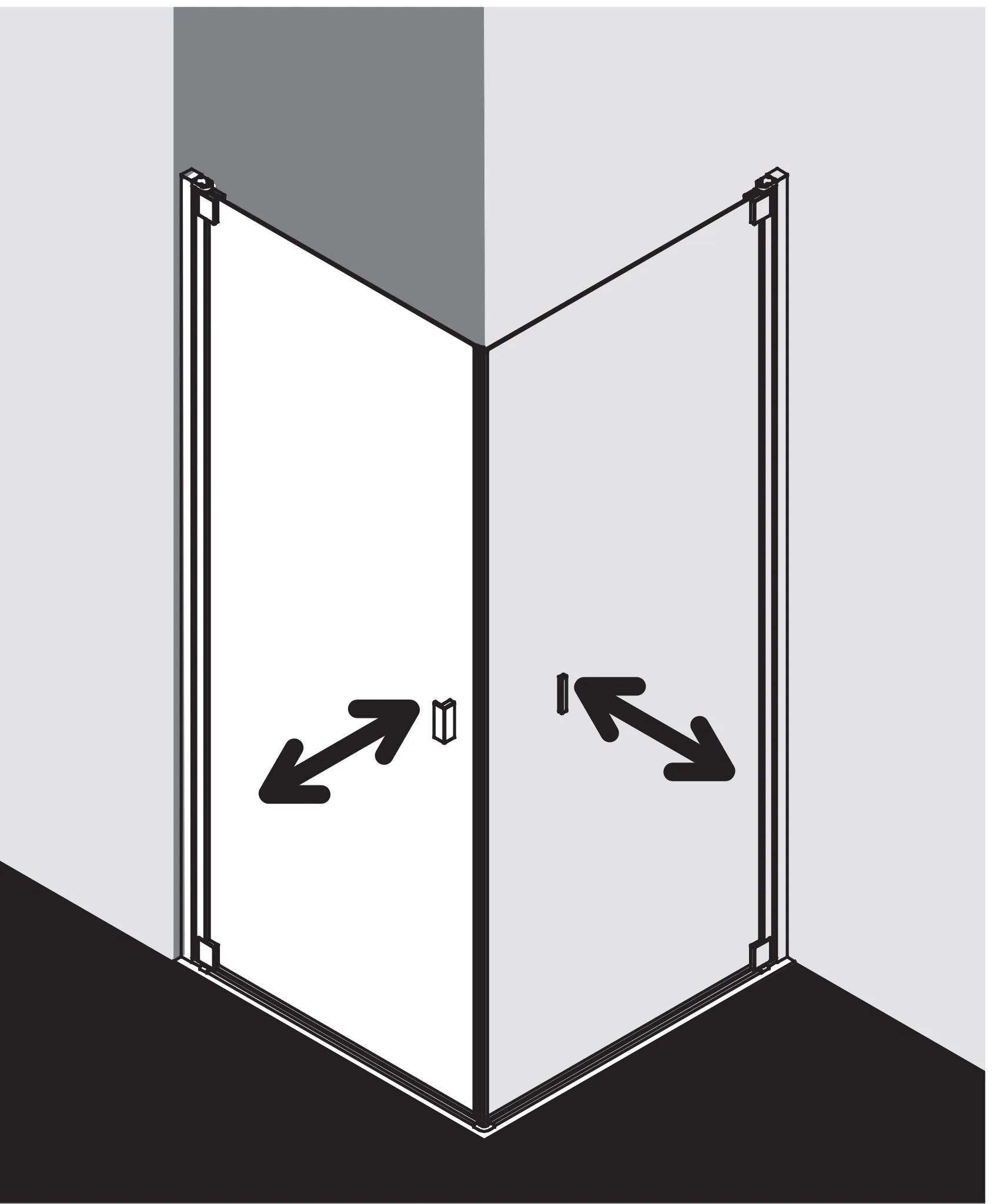 Kermi Duschtür 1-flügelig rechts für Ecke „RAYA“ Glas Klar Dekor Stripe 4, Profile Silber Hochglanz, BV: 870 - 900 mm GAK: 855 - 885 mm WE: 880 - 910 mm H: 2000 mm Kermi Duschtür 1-flügelig rechts für Ecke „RAYA“ Glas Klar Dekor Stripe 4, Profile Silber Hochglanz, BV: 870 - 900 mm GAK: 855 - 885 mm WE: 880 - 910 mm H: 2000 mm