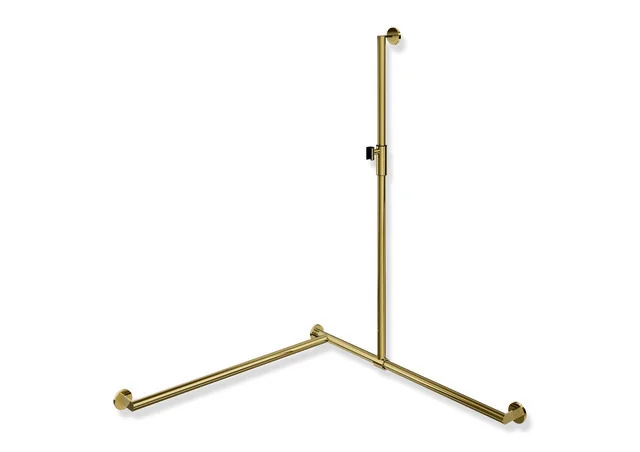 HEWI Duschhandlauf System 900, PVD-beschichtet in Gold glänzend, 32 mm Durchmesser, 1.250 mm senkrecht, 965 mm waagerecht (Eckmontage), links