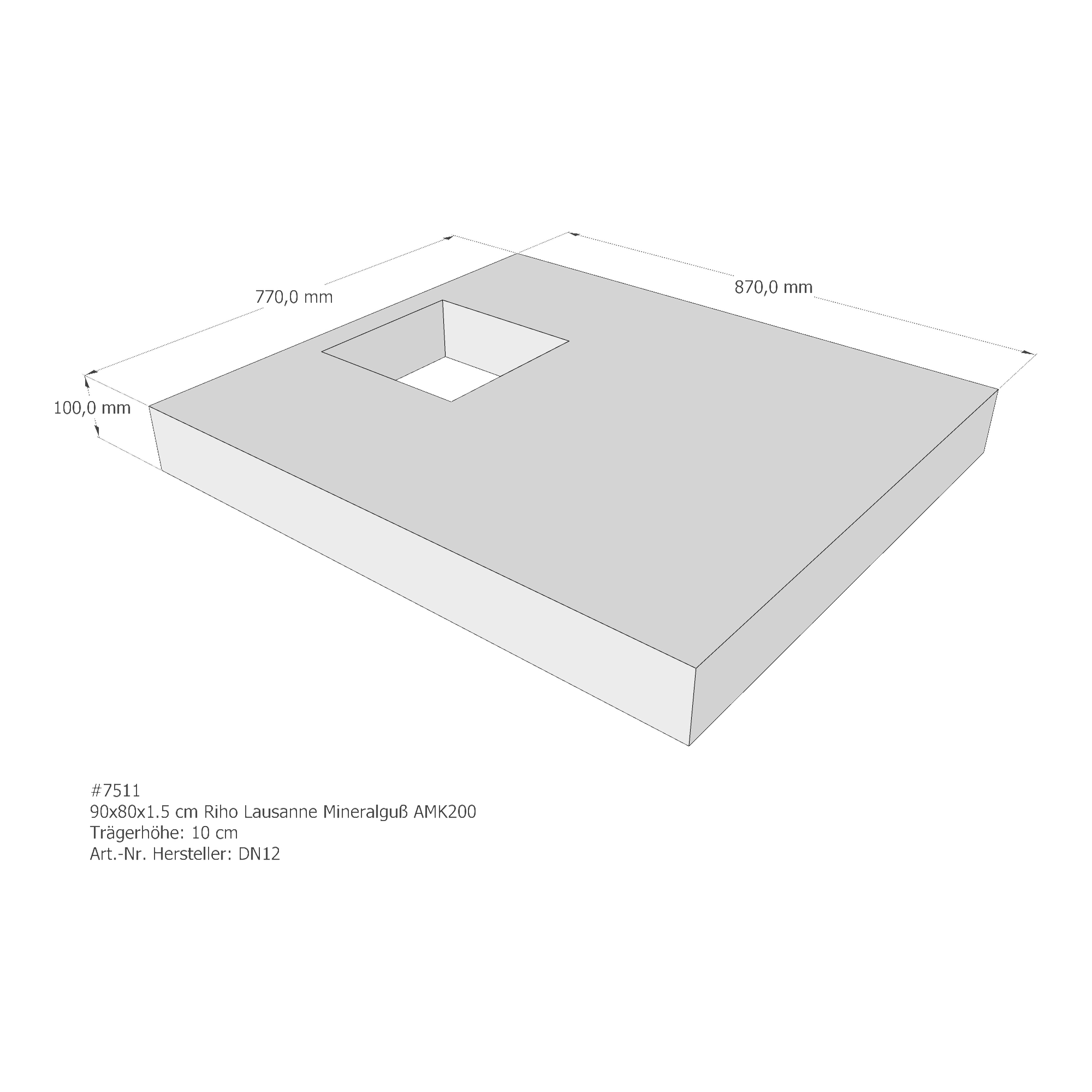 Duschwannenträger für Riho Velvet Sole/Lausanne MG 90 × 80 × 1,5 cm