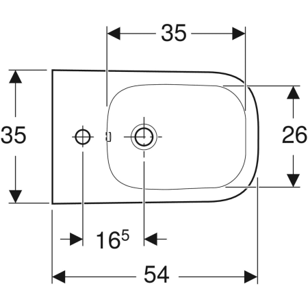 Wand-Bidet „Renova Plan“, mit Überlauf 35 × 26 × 54 cm