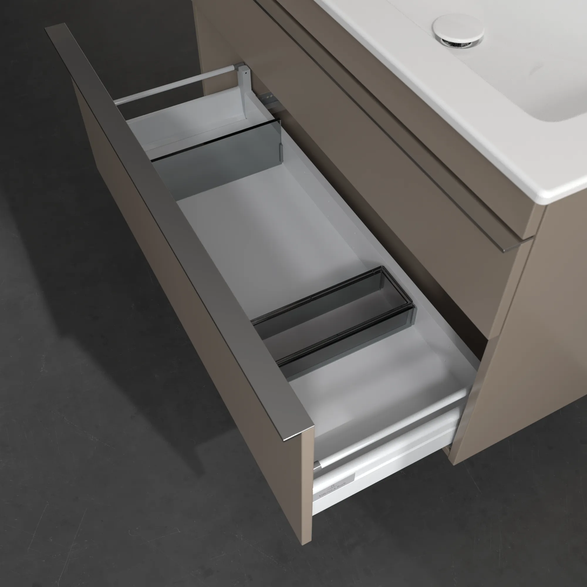 Villeroy & Boch Waschtischunterschrank „Venticello“ für Schrankwaschtisch 953 × 590 × 502 mm Taupe, für Becken rechts