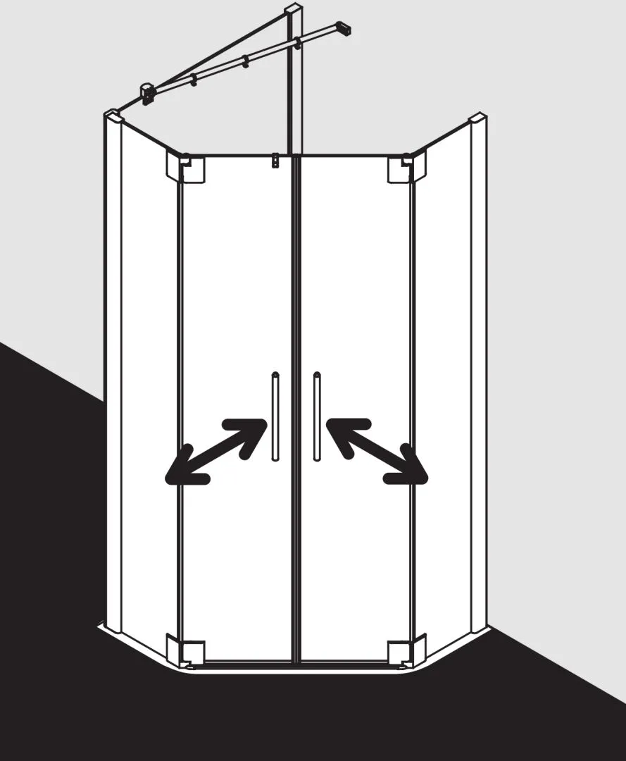 Kermi Duschdesign Fünfeck-Duschkabine mit Pendeltüren mit Festfeldern für gleichschenklige Wannen „PASA XP“ Glas Klar, Profile Silber Mattglanz, BV: 870 - 900 mm GAK: 855 - 885 mm WE: 880 - 910 mm H: 1850 mm Kermi Duschdesign Fünfeck-Duschkabine mit Pendeltüren mit Festfeldern für gleichschenklige Wannen „PASA XP“ Glas Klar, Profile Silber Mattglanz, BV: 870 - 900 mm GAK: 855 - 885 mm WE: 880 - 910 mm H: 1850 mm