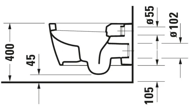 Wand-Tiefspül-WC „ME by Starck“ 37 × 35,5 × 57 cm mit HygieneGlaze, Befestigung verdeckt, mit Spülrand