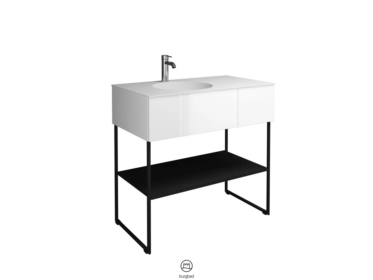 burgbad Coco Waschtisch Set, Mineralguss, Schwarz Seidenglanz burgbad Coco Waschtisch Set, Mineralguss, Schwarz Seidenglanz