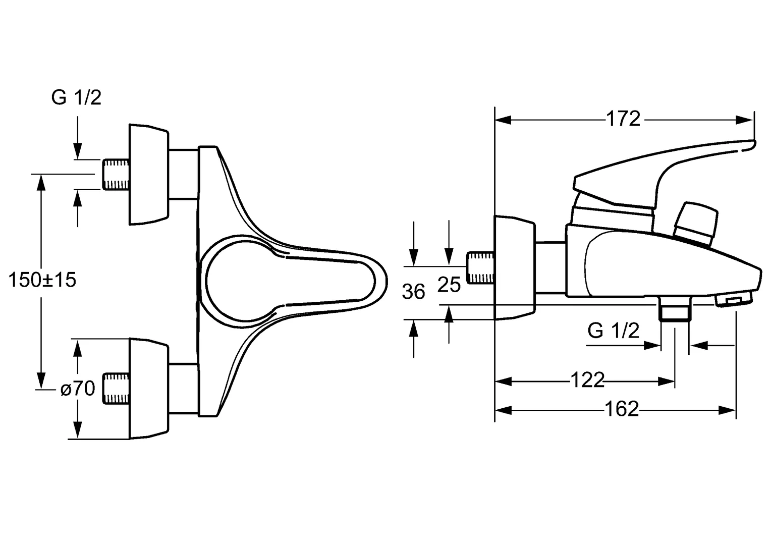 HansaMIX Einhebelmischer Wafü und Brausebatterie DN15 Chrom
