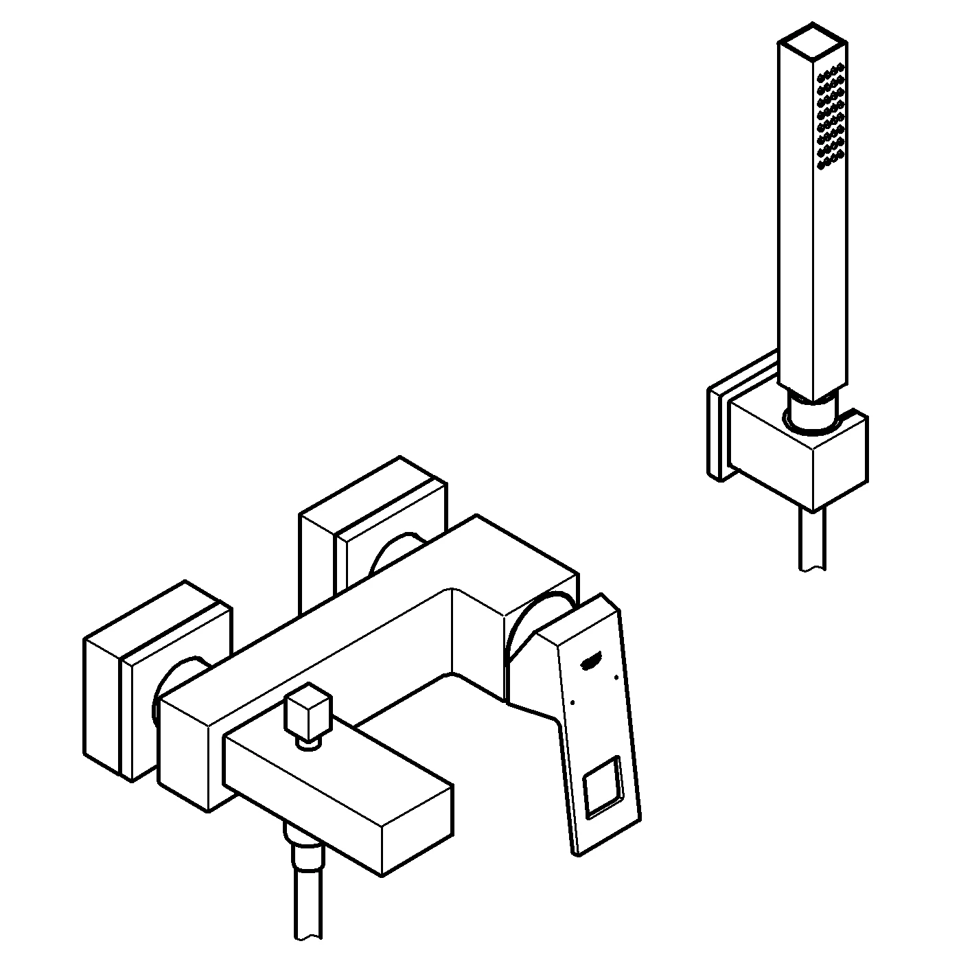 Einhand-Wannenbatterie Eurocube 23141, Wandmontage, mit Handbrauseset, eigensicher, chrom