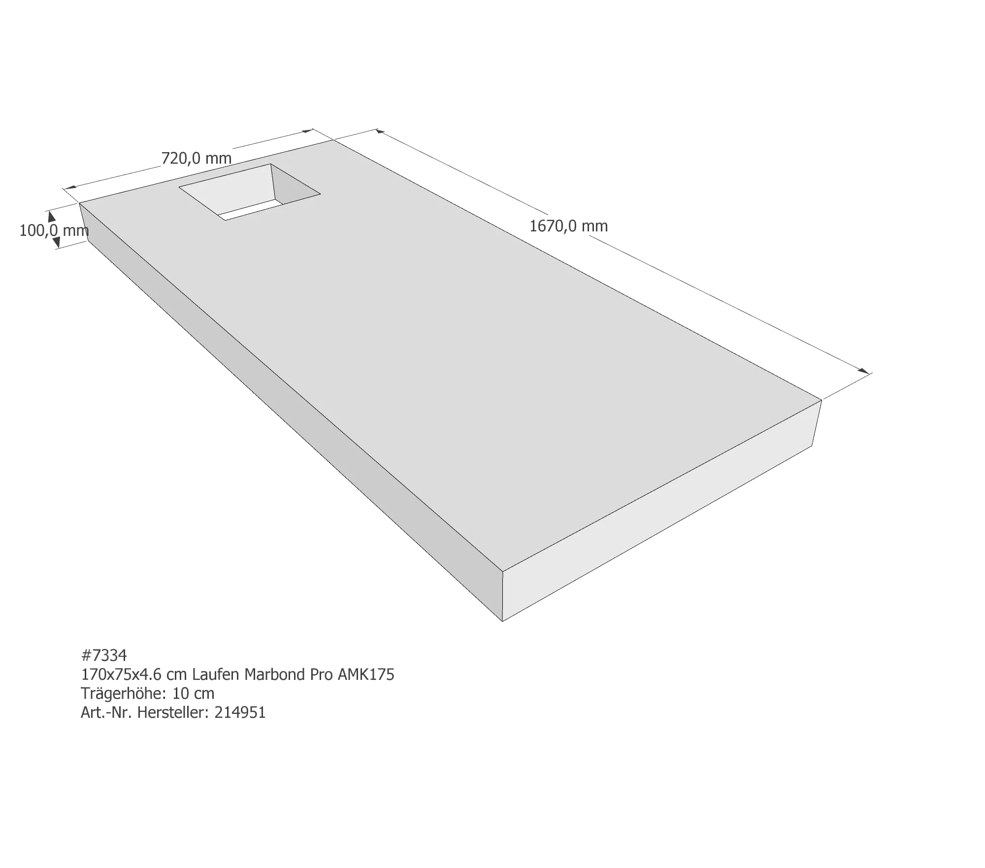 Duschwannenträger passend für Laufen Marbond_Pro 170 × 75 × 4,2 cm